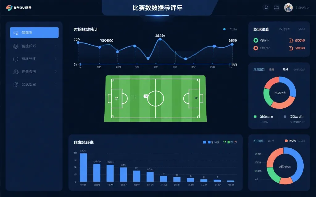 赛后数据复盘界面占位图:时间线、统计图与阵型示意